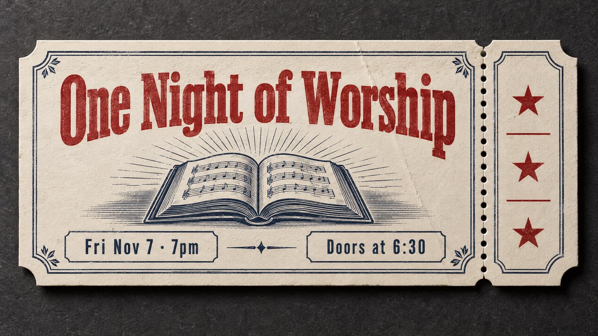 Admit One church graphic template preview