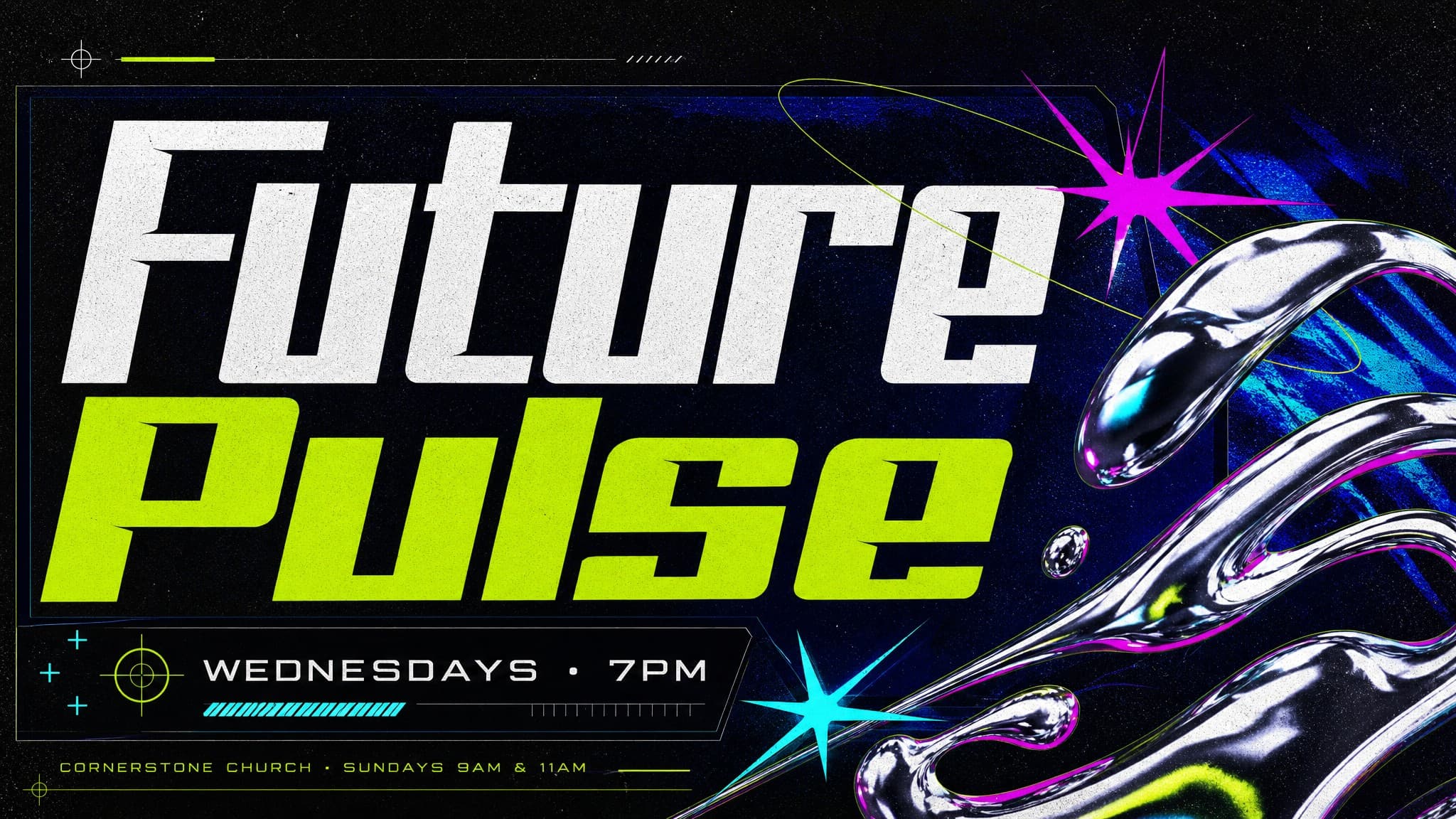 Chrome Cyber Pulse church graphic template preview