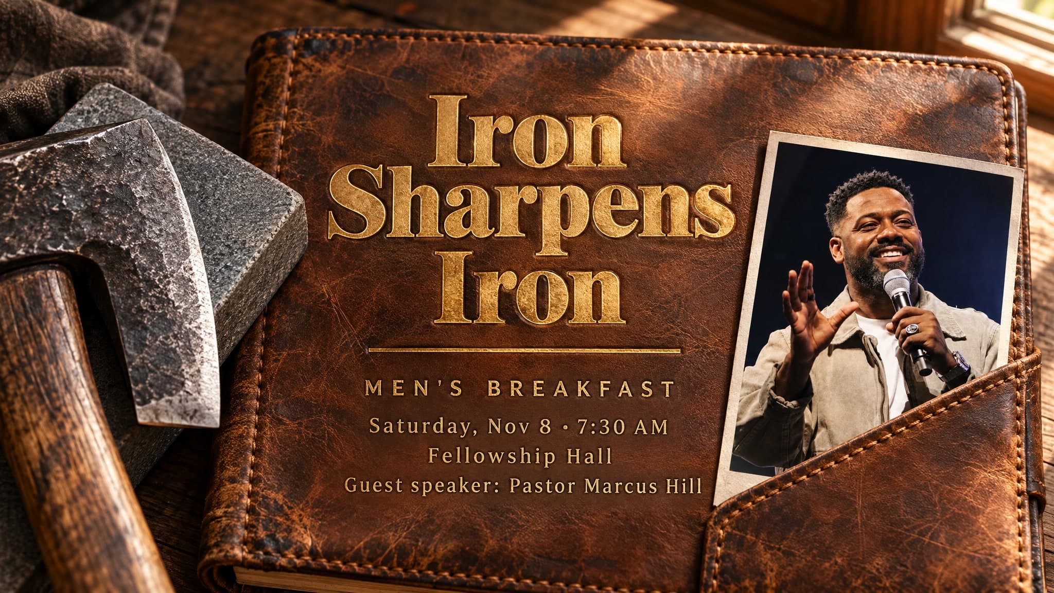 Debossed Leather church graphic template preview