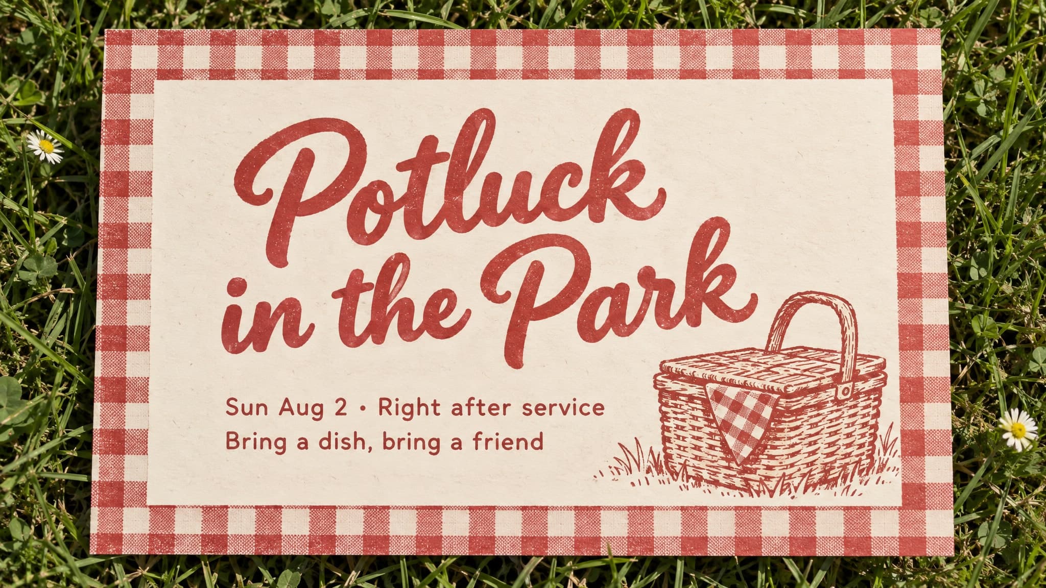 Gingham Picnic church graphic template preview