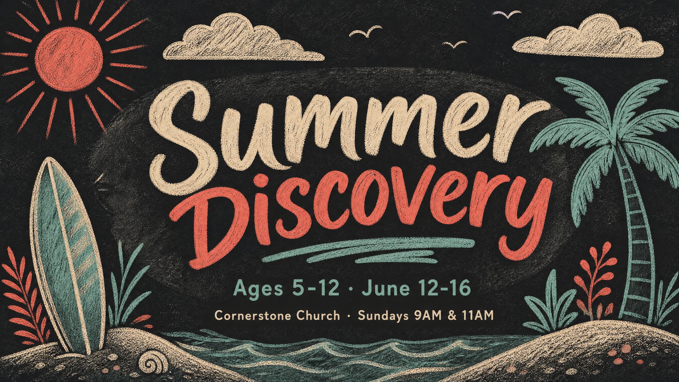 Hand-Drawn Chalk Texture church graphic template preview