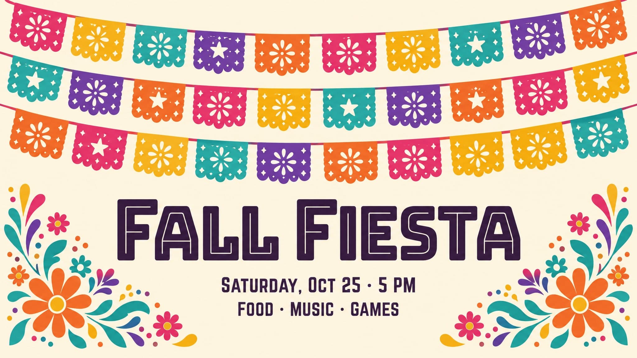 Papel Picado church graphic template preview