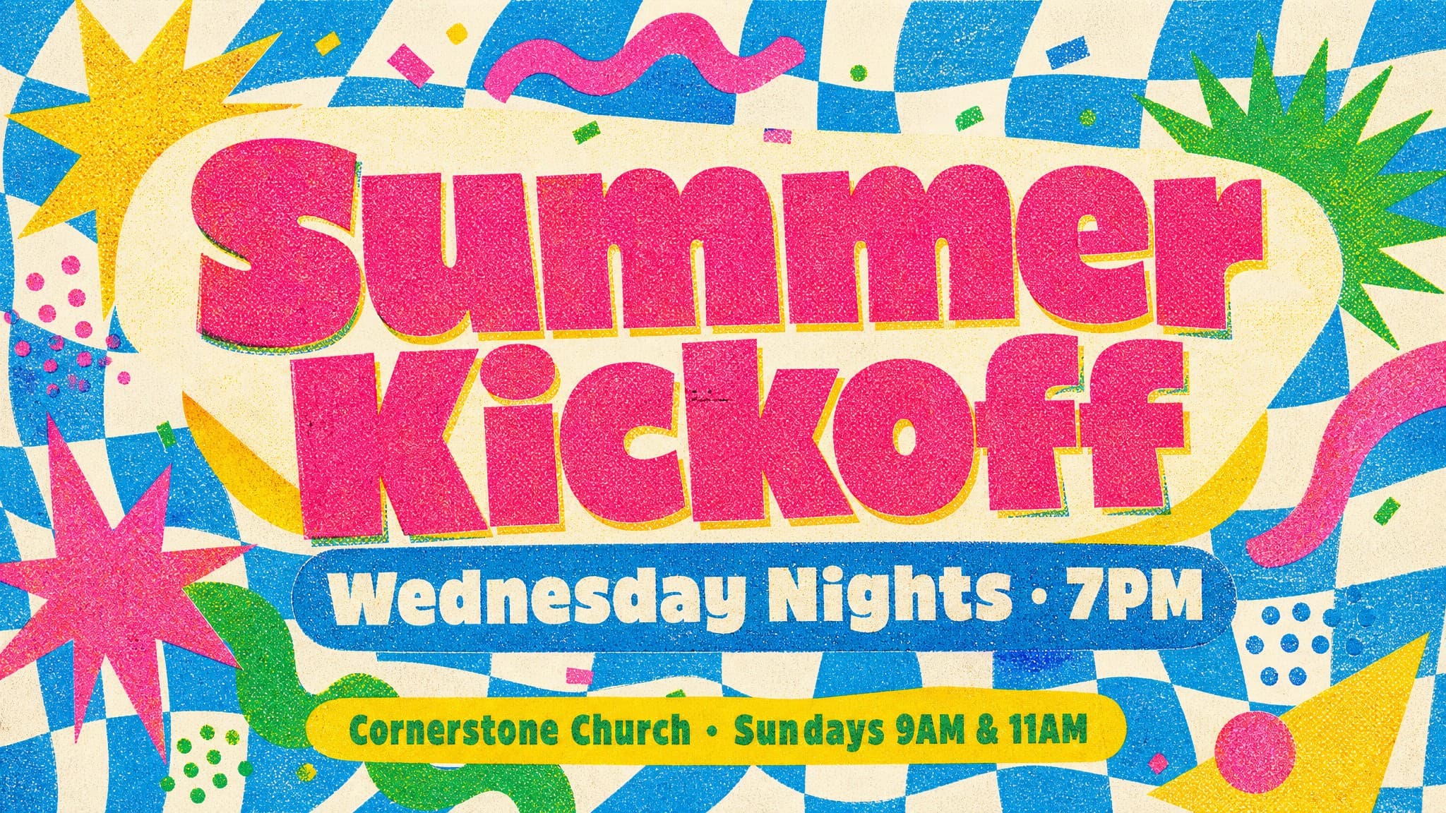 Vibrant Riso Checkerboard church graphic template preview