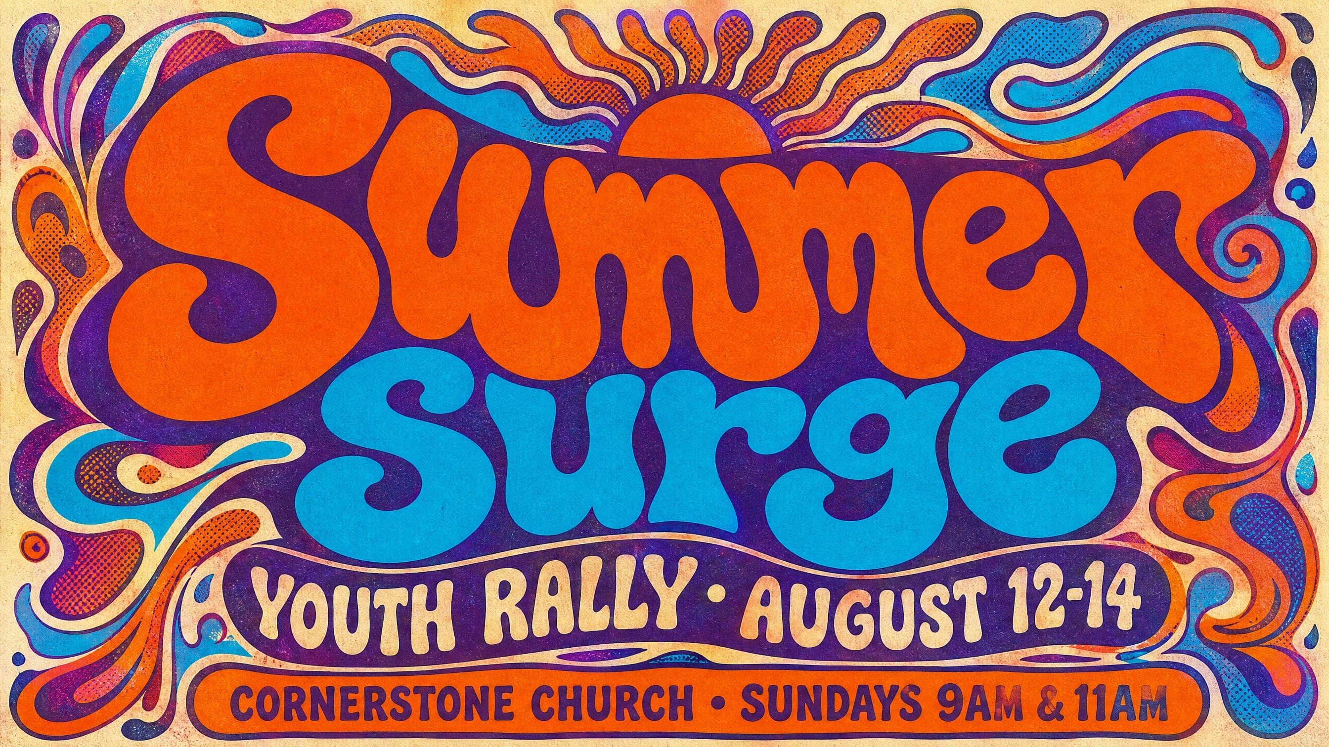 Warped Retro Psychedelia church graphic template preview