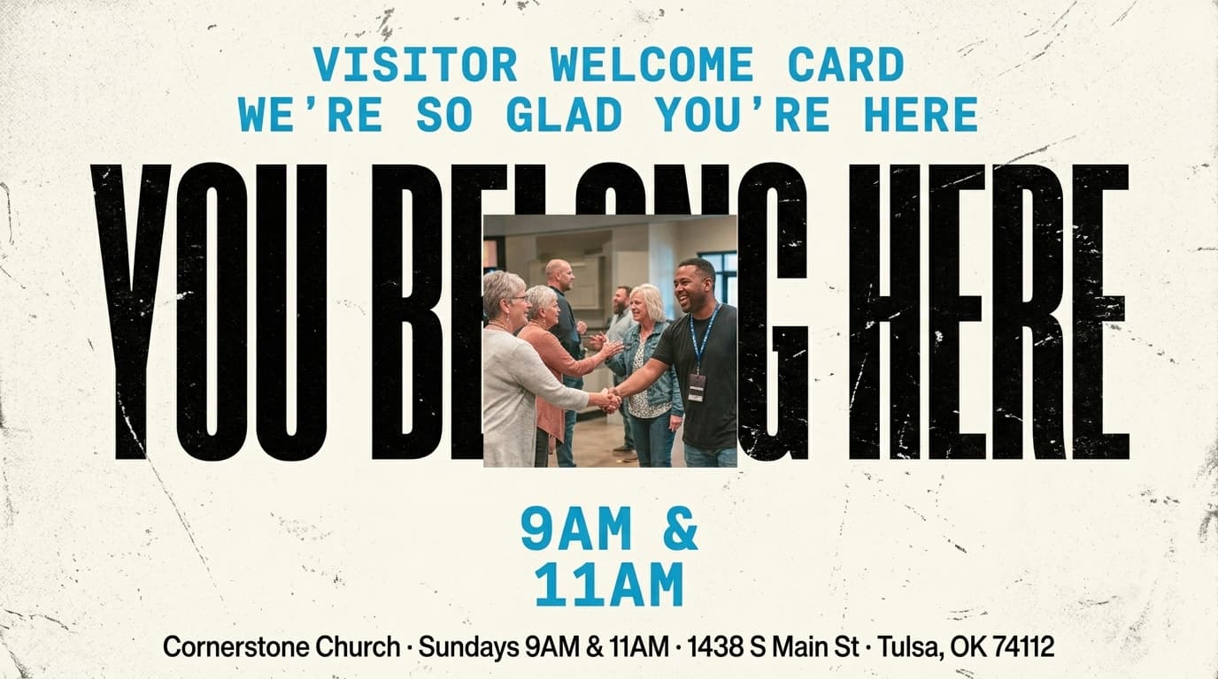 Visitor Welcome Card church graphic template preview