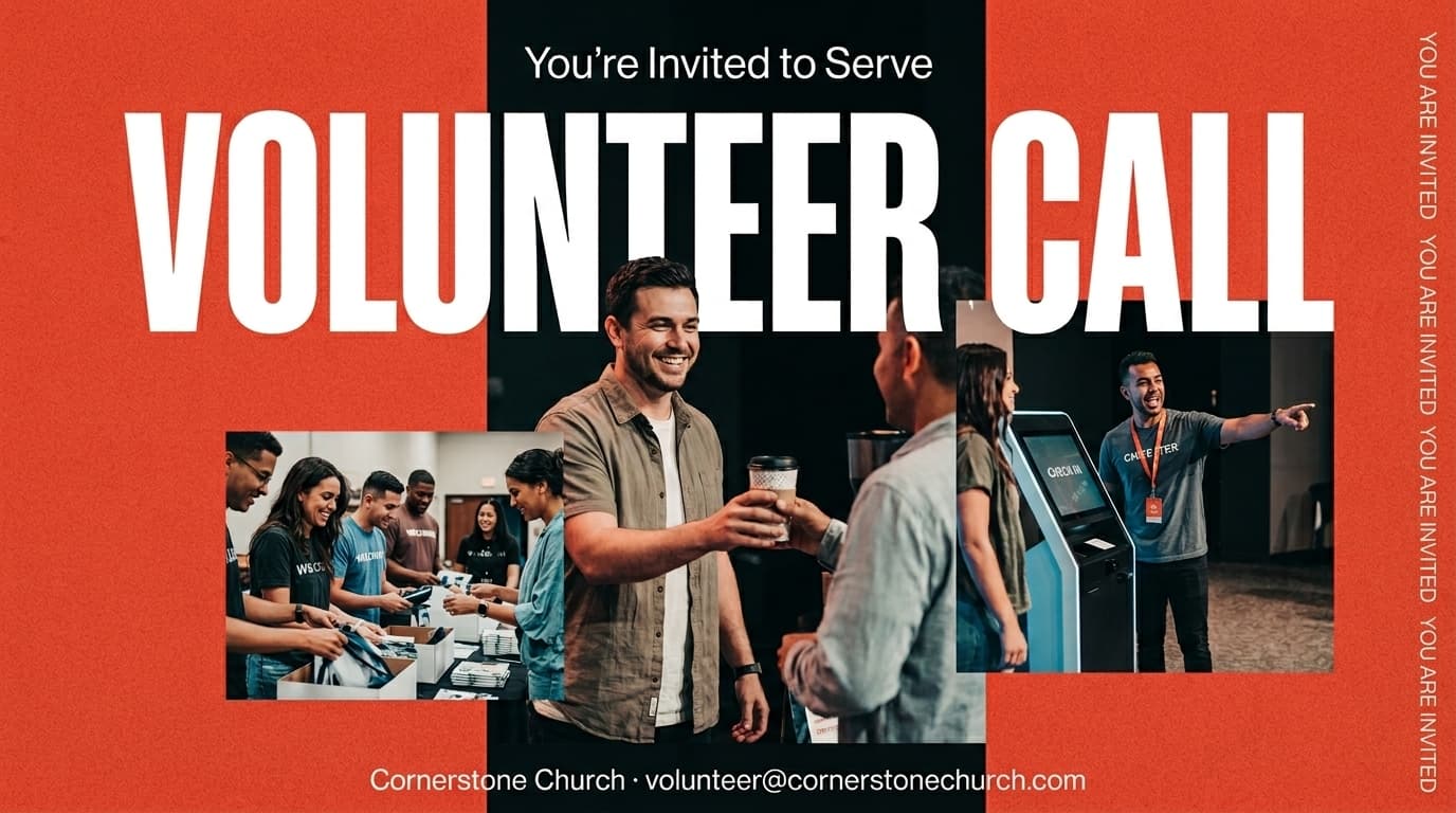 Volunteer Call church graphic template preview